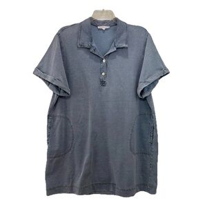 Jane Delancey Blue Terry Shirt Dress Womens 2X Short Sleeve Pockets